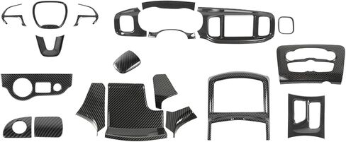 JWWY Dashboard Carbon Fiber Interior Trim Kit Cover Fit for 2015-2025+ Dodge Charger, Gear Shift Panel Console Outlet Vent Cup Holder Navigation Panel Headlight Switch Cover,20Pcs in Saudi Arabia