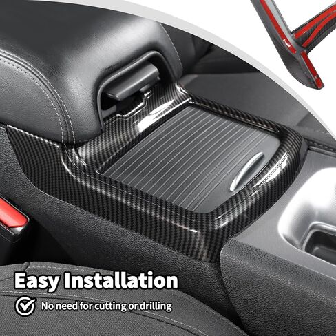 JWWY Dashboard Carbon Fiber Interior Trim Kit Cover Fit for 2015-2025+ Dodge Charger, Gear Shift Panel Console Outlet Vent Cup Holder Navigation Panel Headlight Switch Cover,20Pcs in Saudi Arabia