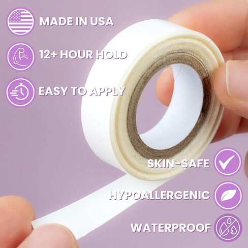 بكرة شريط بيج كيزي قوية للغاية للجسم والملابس، شريط أنيق شفاف مزدوج الجوانب مضاد للحساسية للنساء - للملابس أو الفساتين أو الجلد أو القماش أو الحواشي (1/2 بوصة × 3 ياردة) in Kuwait
