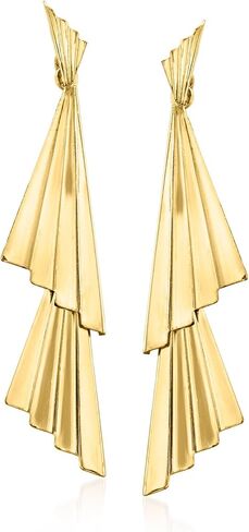 Ross-Simons Italian 18kt Gold Over Sterling Fan Drop Earrings in Saudi Arabia