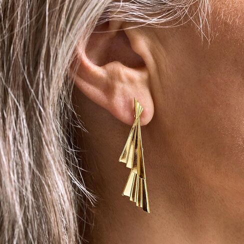 Ross-Simons Italian 18kt Gold Over Sterling Fan Drop Earrings in Saudi Arabia