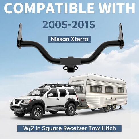 جهاز استقبال ECOTRIC فئة 3 وصلة مقطورة 2 بوصة متوافق مع 2005-2015 Nissan Xterra استبدال لـ 13514 المصد الخلفي سحب مسحوق مطلي باللون الأسود شديد التحمل in Saudi Arabia