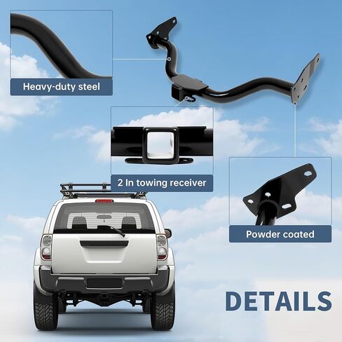 جهاز استقبال ECOTRIC فئة 3 وصلة مقطورة 2 بوصة متوافق مع 2005-2015 Nissan Xterra استبدال لـ 13514 المصد الخلفي سحب مسحوق مطلي باللون الأسود شديد التحمل in Saudi Arabia