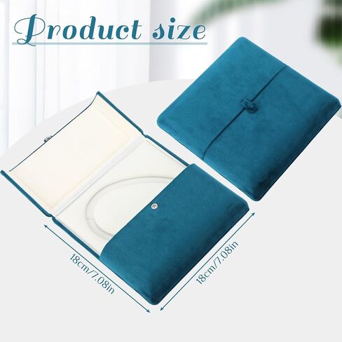 Nosiny 4 Pcs 7 x 7 x 1.6 Inches Valentine‘S Velvet Blue Heart-shaped Jewelry Box Set Foldable Storage Case for Pearl Necklace, Display and Organizer in Saudi Arabia