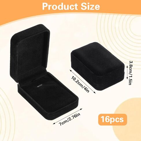 16 عبوة من علب هدايا المجوهرات المخملية السوداء - علبة عرض القلادة للتخزين والهدايا، والخطوبة والزفاف والذكرى السنوية لأعياد الميلاد in Kuwait