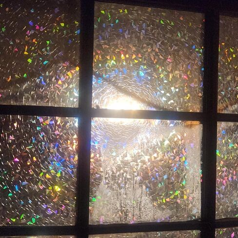 （23.62inX196.85in） Window Privacy Film, Stained Glass Rainbow Film Decorative Window Clings, Static Cling Sun Blocking Stickers Decals Coverings Tint for Home Heat Control, Non-Adhesive in Saudi Arabia