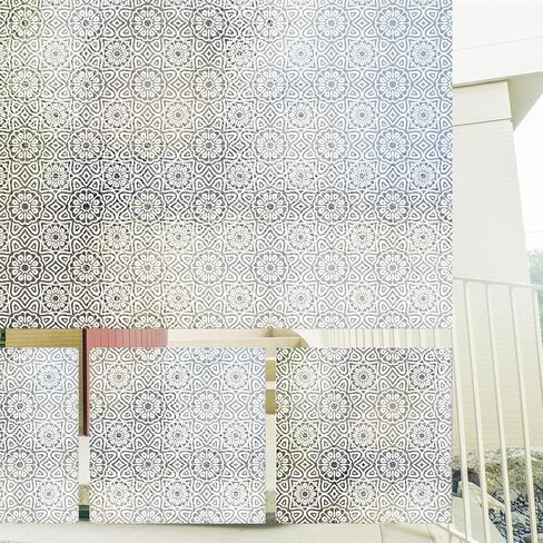 بلاط فيلم الخصوصية للنافذة المربعة بدون خياطة من funlife، حماية من الأشعة فوق البنفسجية، أغطية لاصقة زجاجية غير شفافة قابلة للإزالة على الوجهين للمكتب المنزلي، 11.02 بوصة × 11.02 بوصة، 12 قطعة ماندالا بيضاء صغيرة in Kuwait