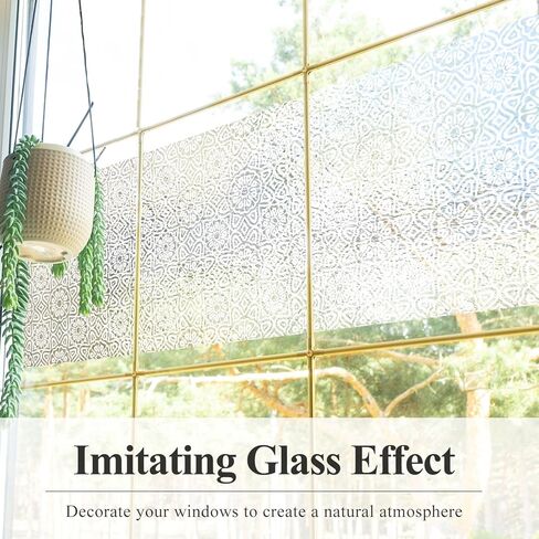 بلاط فيلم الخصوصية للنافذة المربعة بدون خياطة من funlife، حماية من الأشعة فوق البنفسجية، أغطية لاصقة زجاجية غير شفافة قابلة للإزالة على الوجهين للمكتب المنزلي، 11.02 بوصة × 11.02 بوصة، 12 قطعة ماندالا بيضاء صغيرة in Kuwait