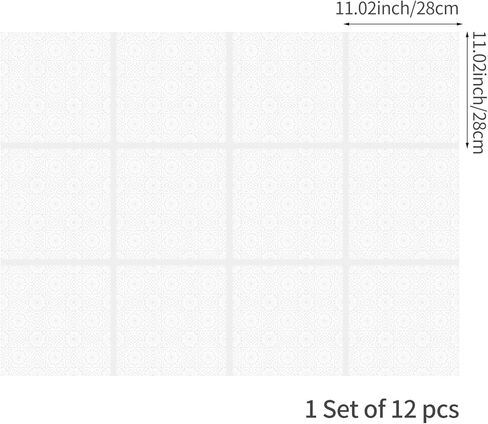 بلاط فيلم الخصوصية للنافذة المربعة بدون خياطة من funlife، حماية من الأشعة فوق البنفسجية، أغطية لاصقة زجاجية غير شفافة قابلة للإزالة على الوجهين للمكتب المنزلي، 11.02 بوصة × 11.02 بوصة، 12 قطعة ماندالا بيضاء صغيرة in Kuwait