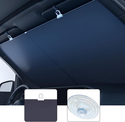 Automatic Retractable Car Sunshade - Retractable Sun Shade for Car Windshield, UV & Heat Protection, Foldable (1Set) in Saudi Arabia