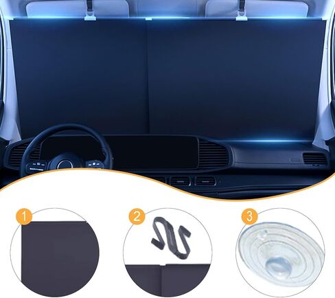 Automatic Retractable Car Sunshade - Retractable Sun Shade for Car Windshield, UV & Heat Protection, Foldable (1Set) in Saudi Arabia