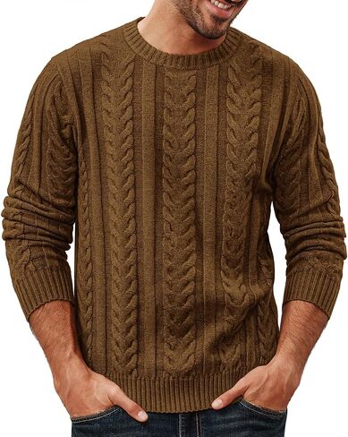 PJ PAUL JONES Mens Sweater Crewneck Cable Knit Pullover Sweater Casual Twist Textured Sweaters in Saudi Arabia