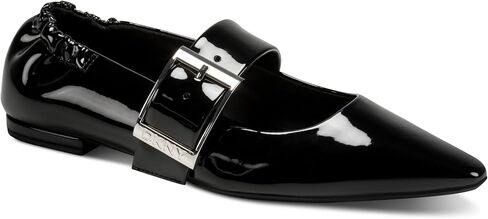 DKNY Women's Cormic Pointed Toe Ballet Flat with Belt Strap, Black, 10 in Saudi Arabia