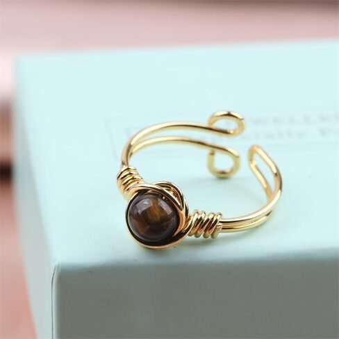 Evil Eye Ring, Oval Natural Stone Protect Gold plated Irregular Steel Retro Open Band for Women Wedding Engagement Jewelry in Saudi Arabia
