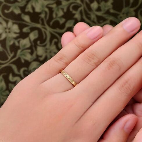 Vintage yellow gold engraved band wedding band Unique plain Ring Milgrain Carved ring Full eternity band Filigree Stacking ring Promise Birthdya gift in Saudi Arabia