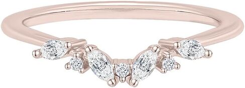 1/4 Carat Marquise and Round Shape Moissanite Curved Ring For Women in 18k Gold Plated Sterling Silver Jewelry Gift for Mom Wife Her in Saudi Arabia