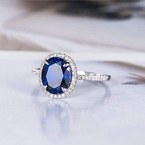 Jewelry Women Fashion London Blue Topaz Gemstone 925 Sterling Silver Ring Wedding Gifts Bridal Jewelry Size 6-10 in Saudi Arabia