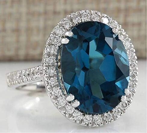 Jewelry Women Fashion London Blue Topaz Gemstone 925 Sterling Silver Ring Wedding Gifts Bridal Jewelry Size 6-10 in Saudi Arabia