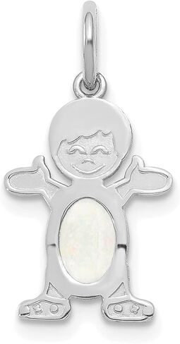 14K White Gold Boy 6x4 Oval Genuine Opal-October (0.47 x 0.83 Inches) in Saudi Arabia