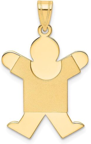 Solid 14K Yellow Gold Solid Satin Engravable Boy Jumping Charm (0.79 x 1.18 Inches) in Saudi Arabia