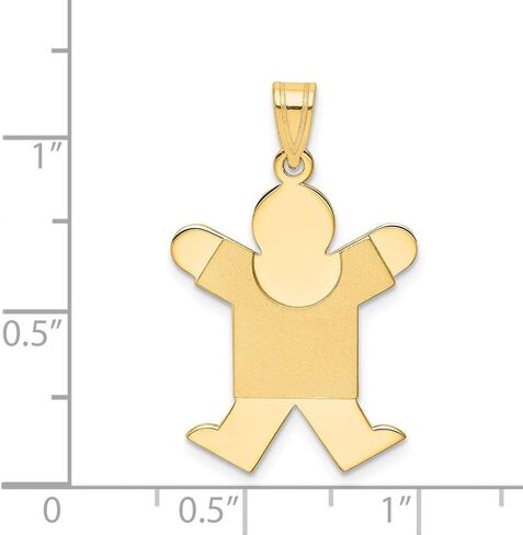 Solid 14K Yellow Gold Solid Satin Engravable Boy Jumping Charm (0.79 x 1.18 Inches) in Saudi Arabia