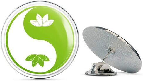 Yin Yang Lotus Yoga Round Metal 0.75" Lapel Pin Hat Shirt Pin Tie Tack Pinback in Kuwait
