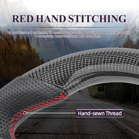 عجلة قيادة من ألياف الكربون الحقيقية لسيارة Toyota Camry XV80 2025-2026، تاج 2023-2026 Crossover Sedan Signia، شريط أحمر بخياطة حمراء واستبدال المقبض الرياضي المسطح، بدون تدفئة in Kuwait