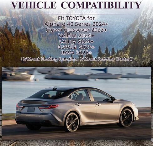 عجلة قيادة من ألياف الكربون الحقيقية لسيارة Toyota Camry XV80 2025-2026، تاج 2023-2026 Crossover Sedan Signia، شريط أحمر بخياطة حمراء واستبدال المقبض الرياضي المسطح، بدون تدفئة in Kuwait