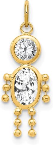 Jewelry Affairs Yellow Gold Birthstone Male Figure Charm Pendant with CZ, 19x9mm in Saudi Arabia