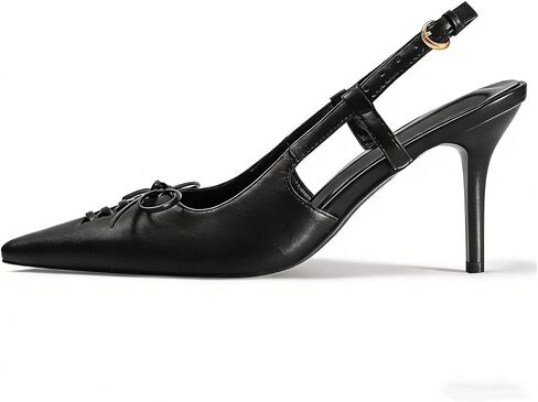 Dsevht Slingback Kitten Heels for Women Studded Heeled Pumps Pointed Closed Toe Heels Vintage Stiletto Pumps Shoes in Kuwait