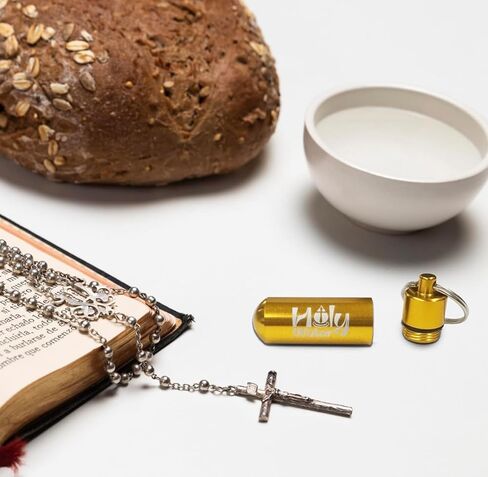 1 oz Metal Holy Water Flask - Catholic Travel Holy Water Container - Gift for Baptism, Geocache Bottle in Saudi Arabia