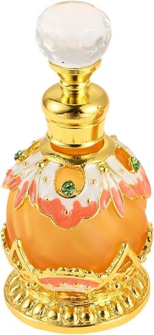 Yetaha زجاجة عطر أنيقة برتقالية عتيقة قابلة لإعادة الملء، زجاجة عطر مزخرفة بالزهور المرصعة بالجواهر لغرفة المعيشة وغرفة النوم وهدية عيد الميلاد (15 مل، برتقالي) in Kuwait