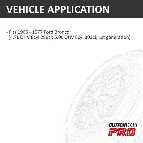 طقم القابض ClutchMaxPRO مقاس 11 بوصة للمرحلة 2 مع دولاب الموازنة متوافق مع 1966-1977 Ford Bronco 4.7L 5.0L 289ci 302ci الجيل الأول (CP07027HDFW-ST2) in Saudi Arabia