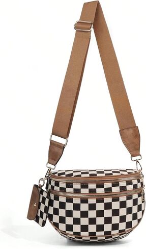 Checkered Bum Bags for Women Crossbody Purse Vintage Checkered Sling Bags Bum Purse in Saudi Arabia
