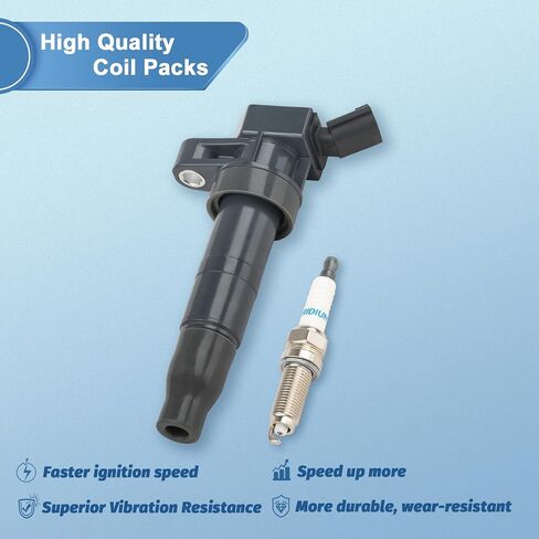 Set of 4 UF611 Ignition Coil Packs and Iridium Spark Plugs Compatible with Hyundai Sonata Equus Genesis Tucson Santa Fe Sport, Kia Borrego K900 Optima Sorento 2.4L 4.6L L4, Replaces C1667 E1111 in Saudi Arabia