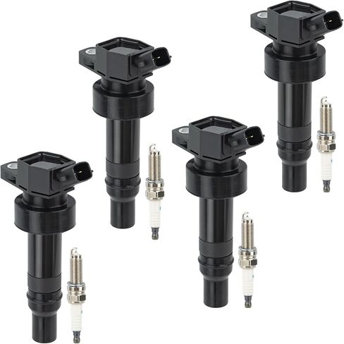 Set of 4 UF652 Ignition Coil Pack and Iridium Spark Plugs Compatible with Hyundai Veloster Accent,Kia Rio Soul, Naturally Aspirated 2012-2019, 1.6L 2.0L L4, Replaces C1803 5C1860 in Saudi Arabia