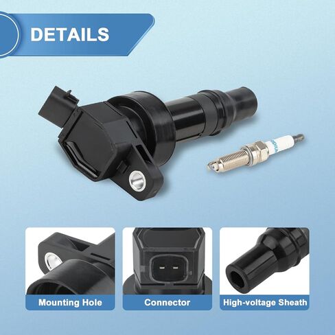 Set of 4 UF652 Ignition Coil Pack and Iridium Spark Plugs Compatible with Hyundai Veloster Accent,Kia Rio Soul, Naturally Aspirated 2012-2019, 1.6L 2.0L L4, Replaces C1803 5C1860 in Saudi Arabia