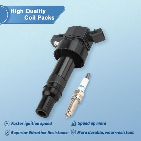 Set of 4 UF652 Ignition Coil Pack and Iridium Spark Plugs Compatible with Hyundai Veloster Accent,Kia Rio Soul, Naturally Aspirated 2012-2019, 1.6L 2.0L L4, Replaces C1803 5C1860 in Saudi Arabia