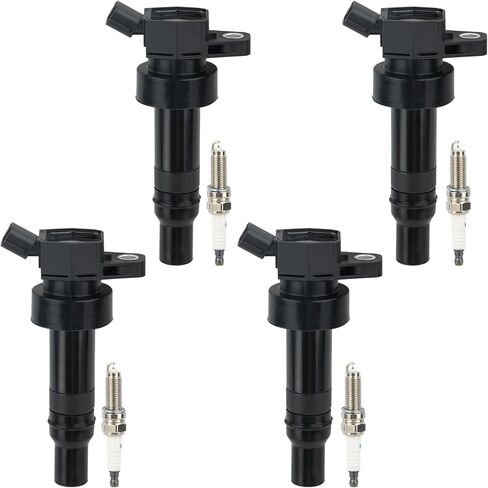 Set of 4 UF652 Ignition Coil Pack and Iridium Spark Plugs Compatible with Hyundai Veloster Accent,Kia Rio Soul, Naturally Aspirated 2012-2019, 1.6L 2.0L L4, Replaces C1803 5C1860 in Saudi Arabia