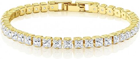 18K White/Yellow Gold Plated 3mm Cubic Zirconia Classic Tennis Bracelet | Size 6.5 Inch | Gold Bracelets for Women |Romantic Valentines Day Gifts for Her in Saudi Arabia