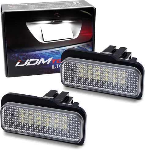 iJDMTOY OEM-Fit 3W Full LED License Plate Light Kit Compatible With Mercedes-Benz E CLS Class Sedan, C-Class Wagon, Powered by 18-SMD Xenon White LED & Can-bus Error Free in Saudi Arabia
