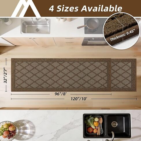 سجادة COZY HOMEER للمدخل مقاس 2.7x10 قدم قابلة للغسل وغير قابلة للانزلاق، سجادة دخول داخلية بنمط منقوش، دعم منخفض من المطاط اللدن حراريًا للمطبخ، سجادة أرضية غرفة الغسيل، بني in Kuwait