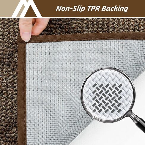سجادة COZY HOMEER للمدخل مقاس 2.7x10 قدم قابلة للغسل وغير قابلة للانزلاق، سجادة دخول داخلية بنمط منقوش، دعم منخفض من المطاط اللدن حراريًا للمطبخ، سجادة أرضية غرفة الغسيل، بني in Kuwait
