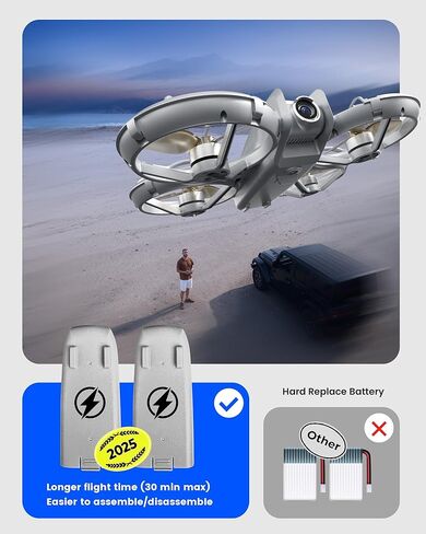 طائرة بدون طيار Wheat Run مع كاميرا - RC Quadcopter للأطفال والكبار المبتدئين، مع مفتاح واحد للإقلاع/الهبوط، تثبيت الارتفاع، وضع بدون رأس، طيران ثلاثي الأبعاد ومسار in Kuwait