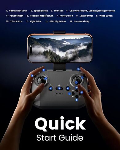 طائرة بدون طيار Wheat Run مع كاميرا - RC Quadcopter للأطفال والكبار المبتدئين، مع مفتاح واحد للإقلاع/الهبوط، تثبيت الارتفاع، وضع بدون رأس، طيران ثلاثي الأبعاد ومسار in Kuwait