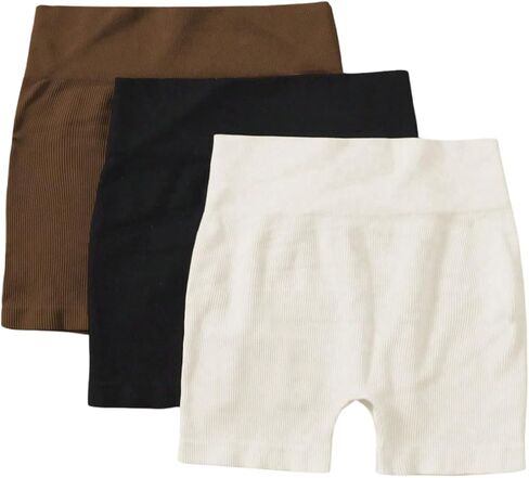SOLY HUX Women's High Waisted Seamless Yoga Shorts 3 Piece Butt Lifting Biker Shorts Athletic Leggings in Saudi Arabia