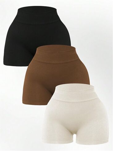 SOLY HUX Women's High Waisted Seamless Yoga Shorts 3 Piece Butt Lifting Biker Shorts Athletic Leggings in Saudi Arabia