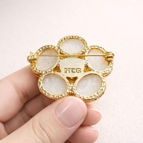Luxury Copper & Natural Seashell Camellia Brooch for Women – Elegant Floral Pin, Unique Designer Brooch, Gift for Her, Timeless Accessory in Saudi Arabia