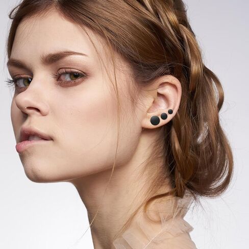 9 Pairs Black Stud Earrings Set, Stainless Steel Studs Earring for Women Men, 3mm-17mm Black Circle Earrings in Saudi Arabia