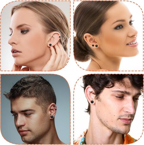 9 Pairs Black Stud Earrings Set, Stainless Steel Studs Earring for Women Men, 3mm-17mm Black Circle Earrings in Saudi Arabia